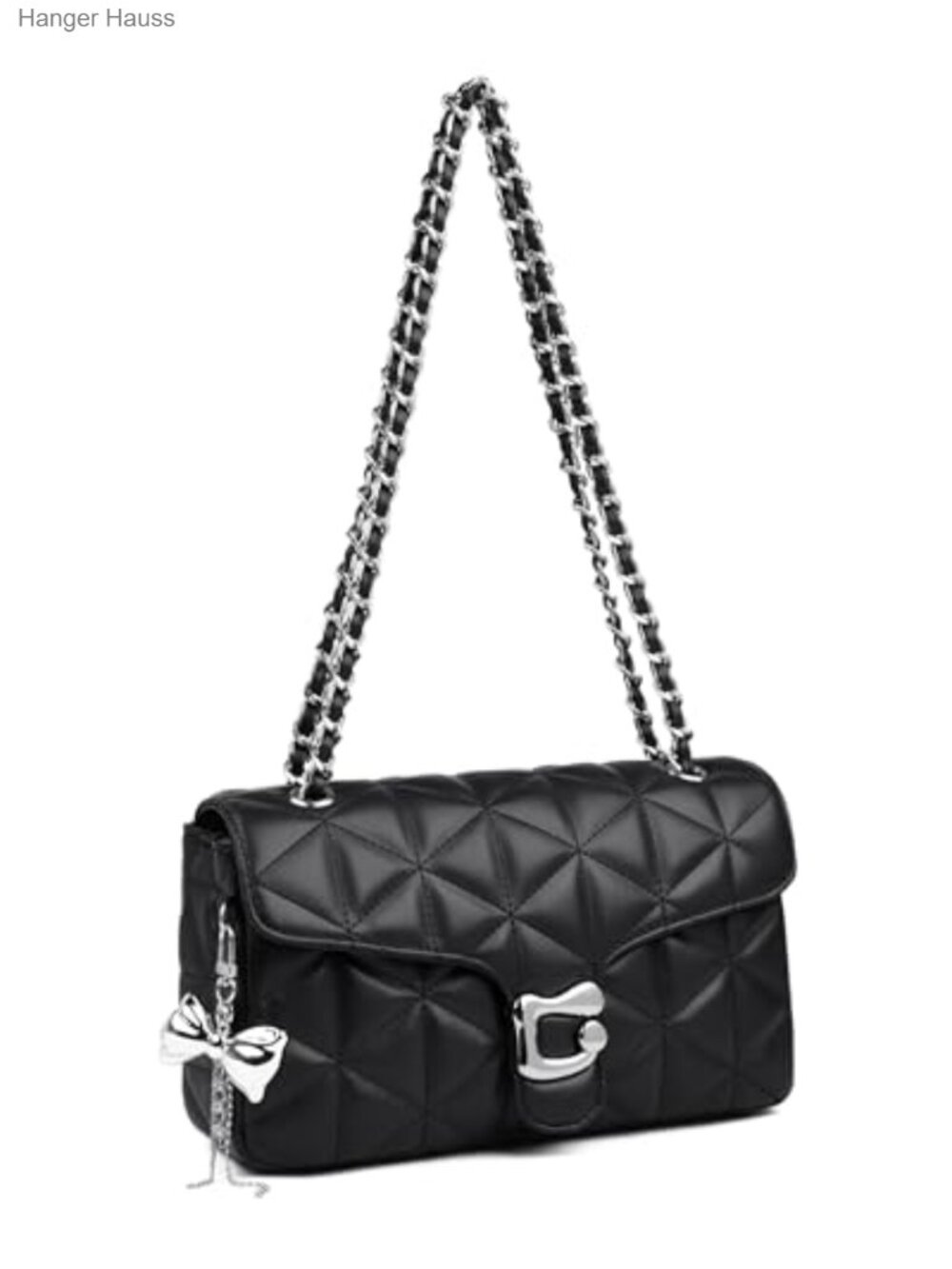 Quilted Vegan Leather Crossbody Bag for Women Adjustable Chain Strap